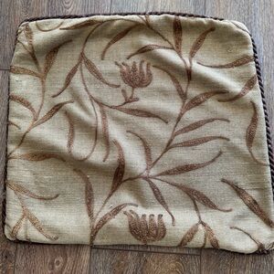 Anichini silk crewel brown accent throw pillow cover